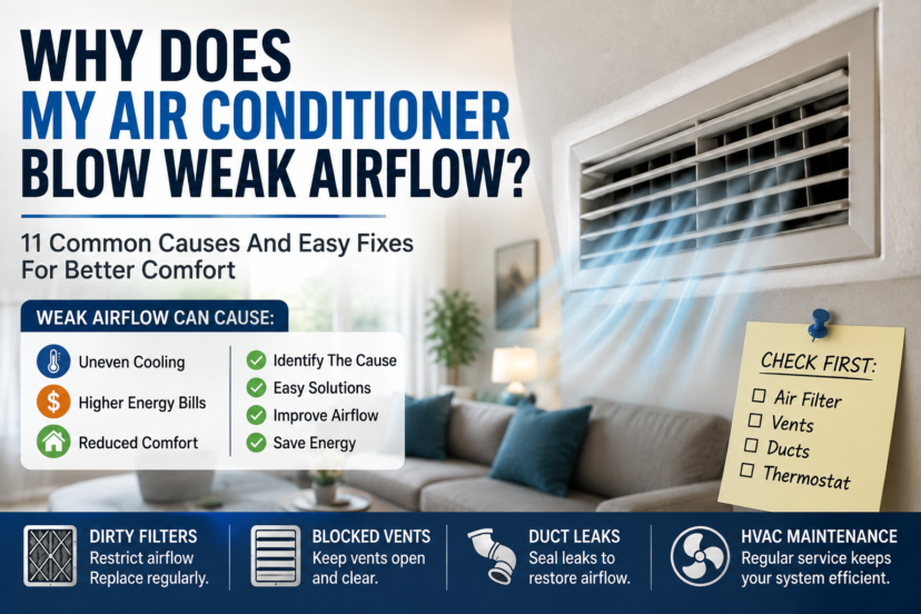 Why does my air conditioner blow weak airflow